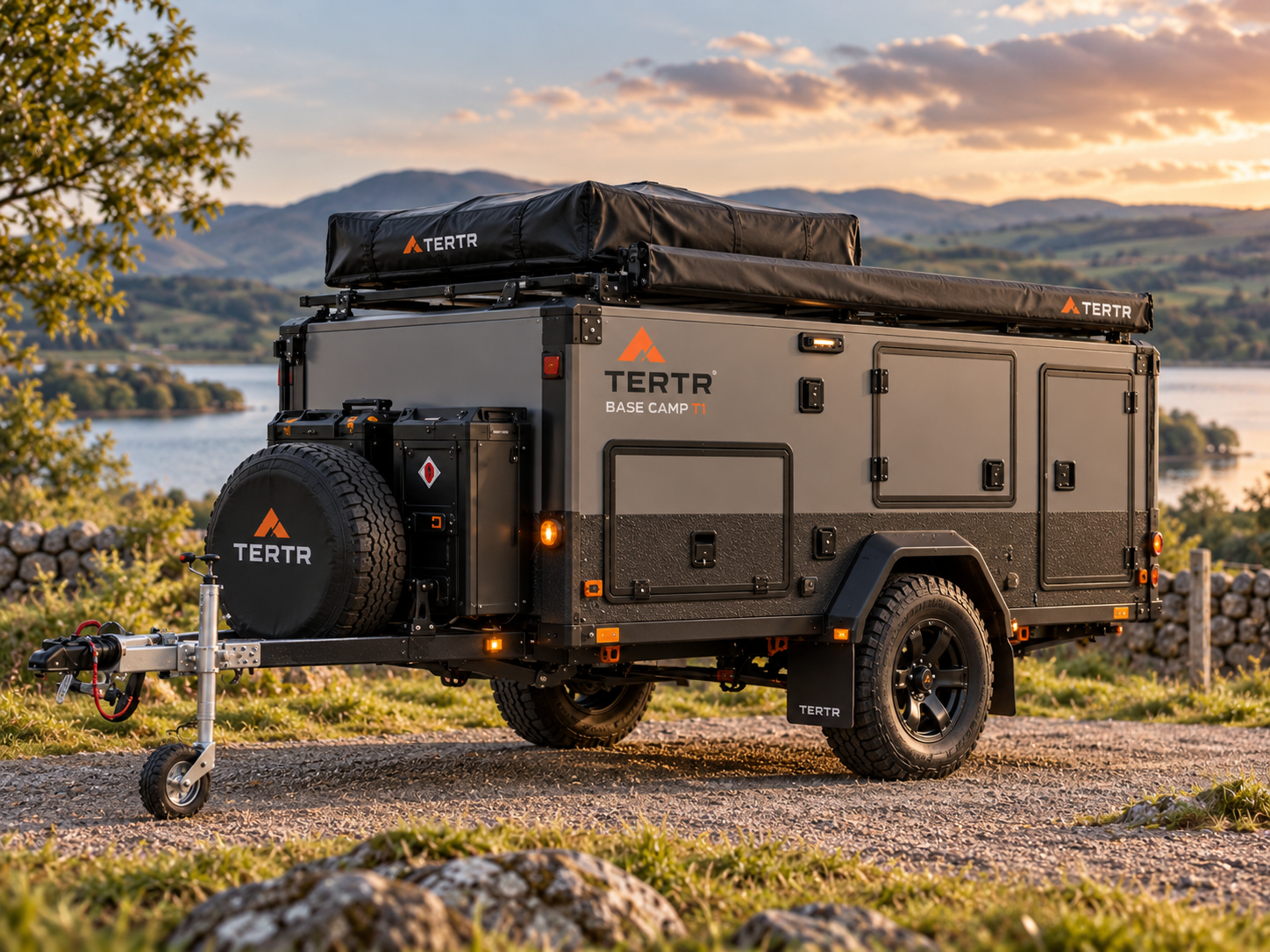 TERTR Base Camp T1 compact camping trailer in travel-ready configuration
